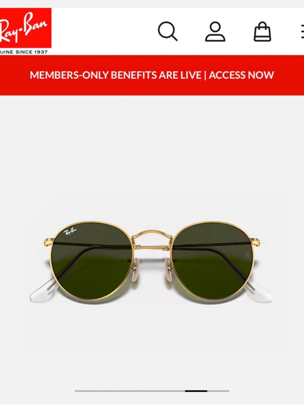 Ray-Ban Gold Frame Round Metal Sunglasses with Green G15 Lens — Like NEW